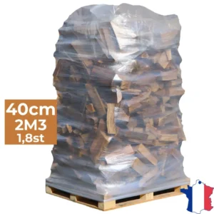 [pal fil 40 esec r] bois de chauffage 40cm palette filet 2m3 bûches extra sèches (étuvées) 1,8